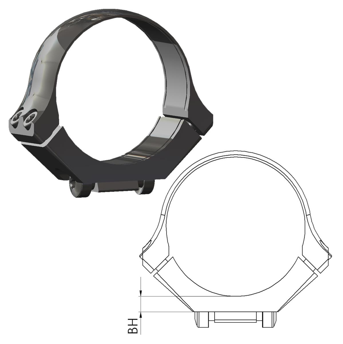 Klemmring mit Support für Classic und Contra brüniert 3.50 mm_Ø 1"/26 mm