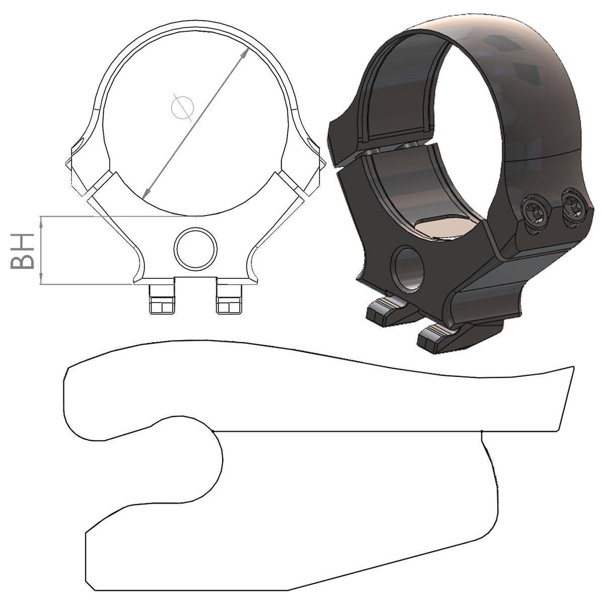 Hakenfuß mit Ring Contra brüniert Hakenfuß mit Ring Contra brüniert
