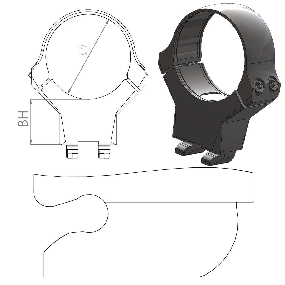 Hackenfuß mit Ring für Classic & Contra brüniert